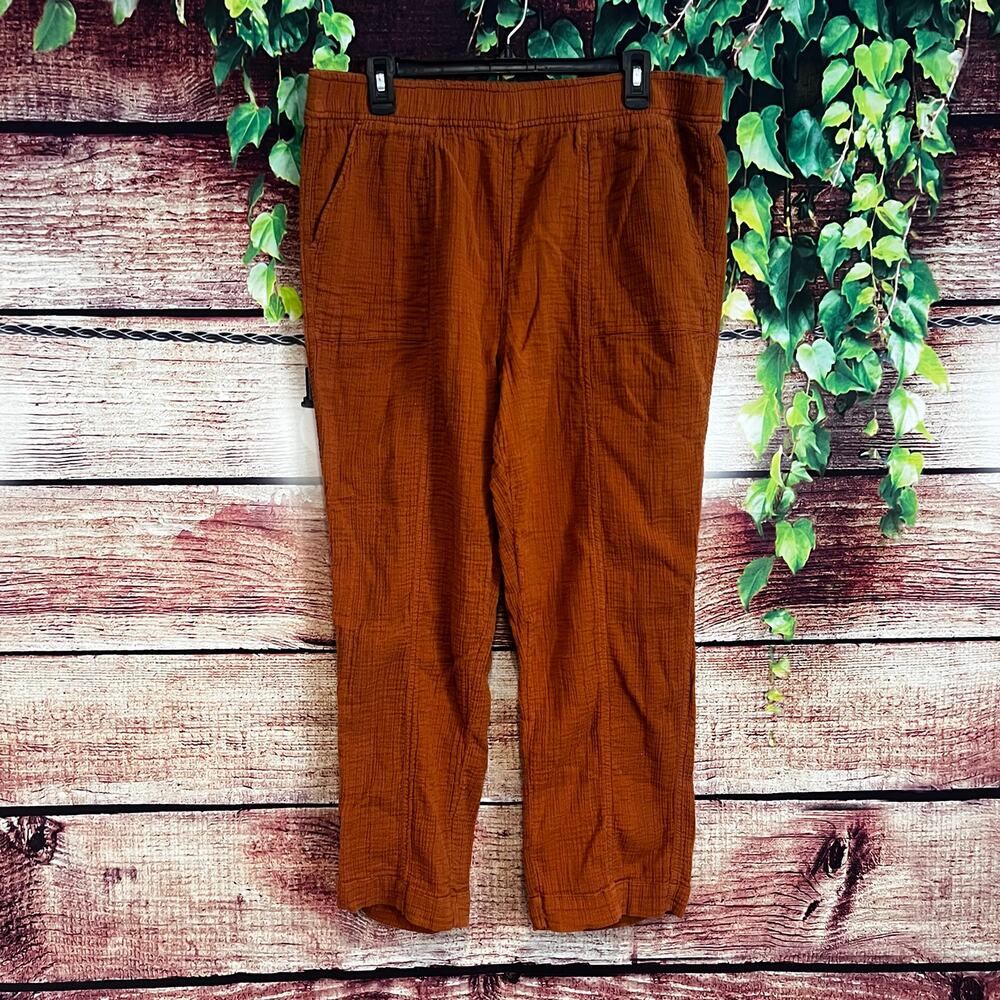 Wonderly Pants Womens XL Burnt Orange Crinkle Wide Leg Elastic Waist Lounge